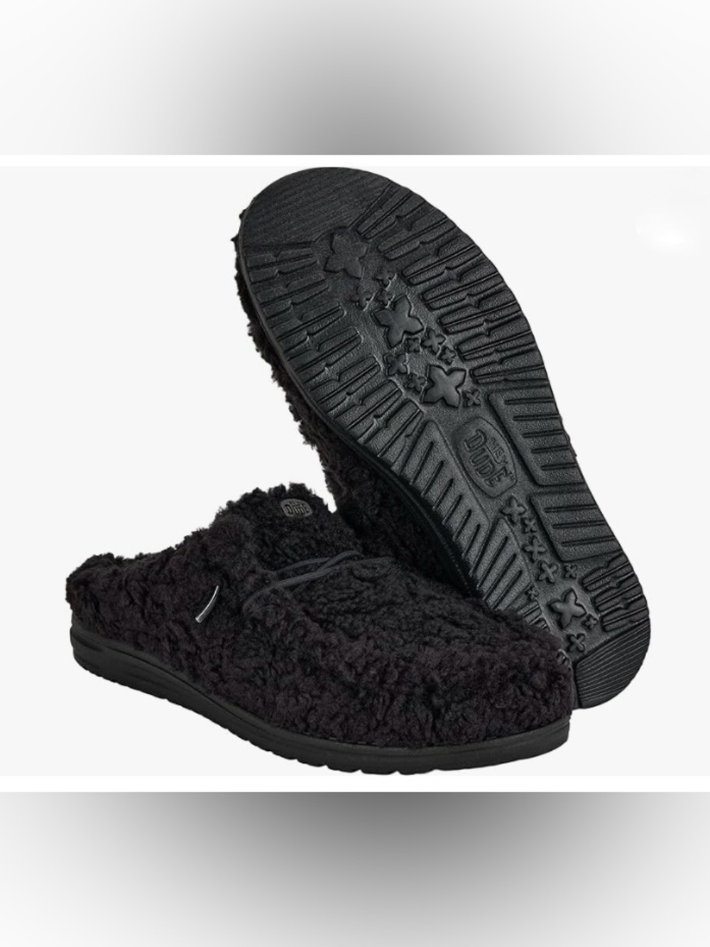Hey Dude Women's Black Sherpa Slip-On Slippers Size 10